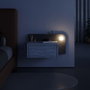 Hanah Home Mesita de Noche con Iluminación LED, Blanco Antiguo y Gris Retro